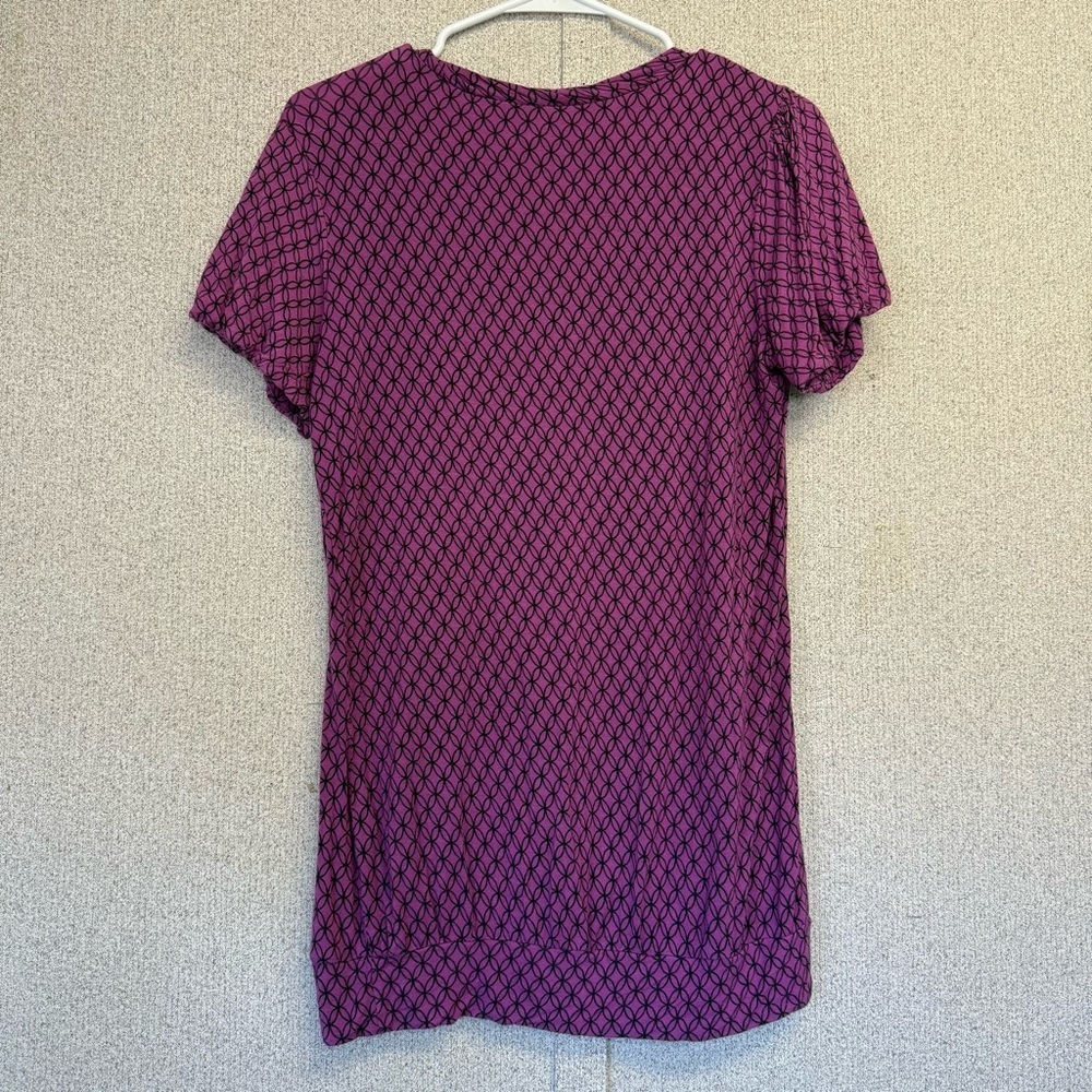 Daisy Fuentes Y2K bubble sleeve Women's fuchsia Patterned Top, size medium - Picture 2 of 6